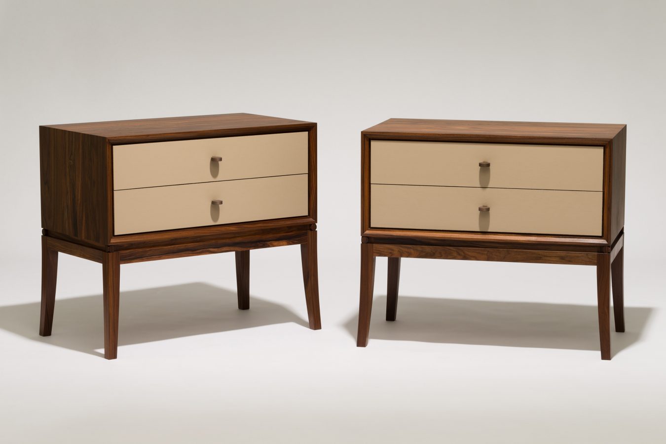 rosewood and leather bedside cabinet