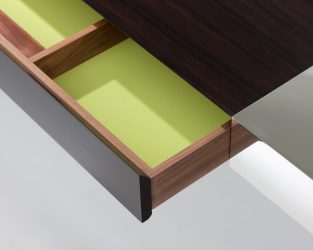 ebony and steel desk detail