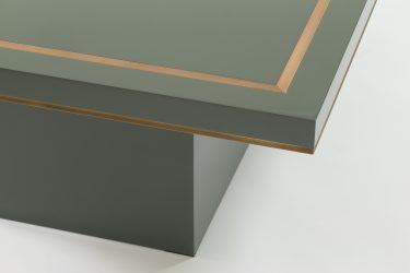 grey lacquer coffee table with brass detail 2